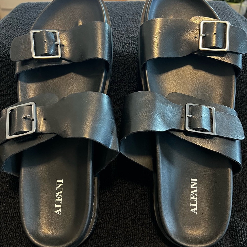 Alfani Black Slide Sandals with Buckle